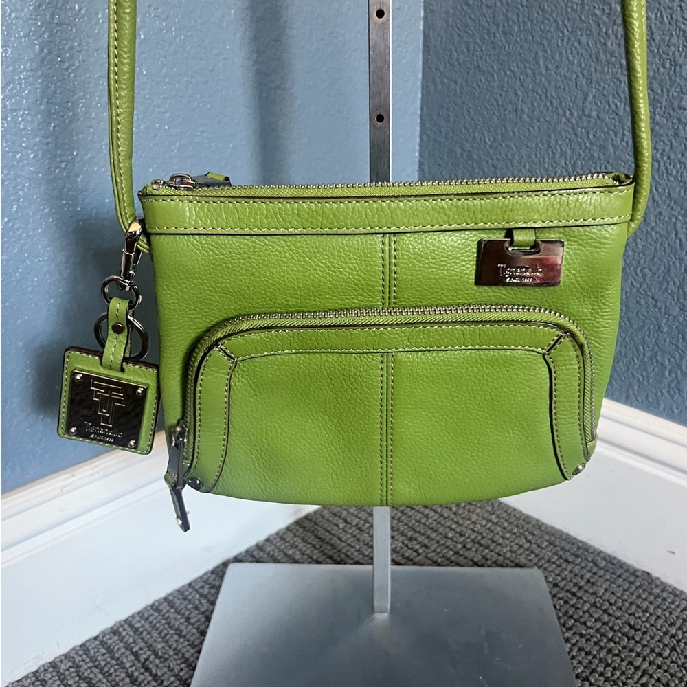Trussardi Green Leather Bag with Silver Accents